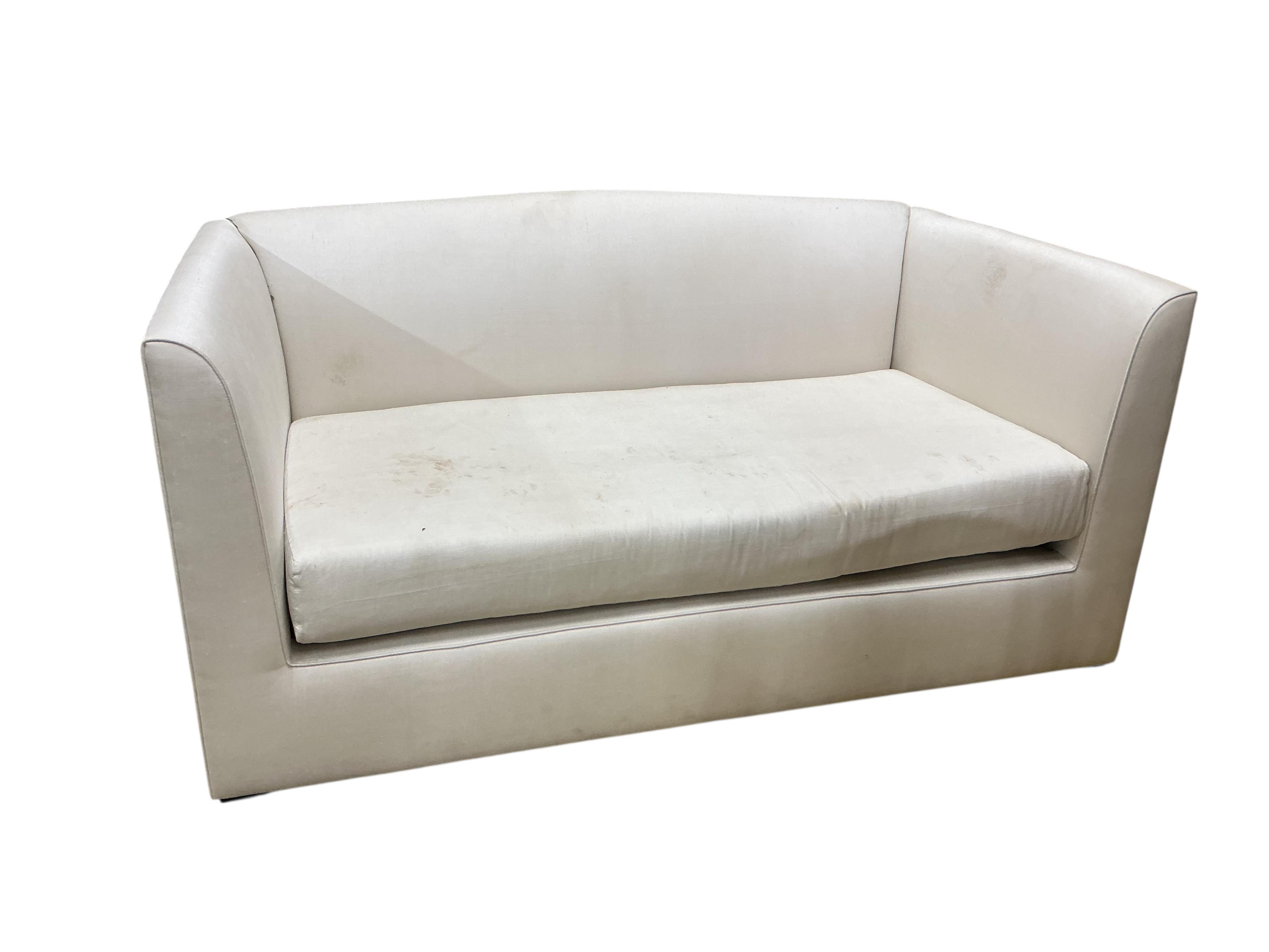A modern Ben Whistler settee, width 180cm, depth 100cm, height 82cm together with a footstool and a similar armchair